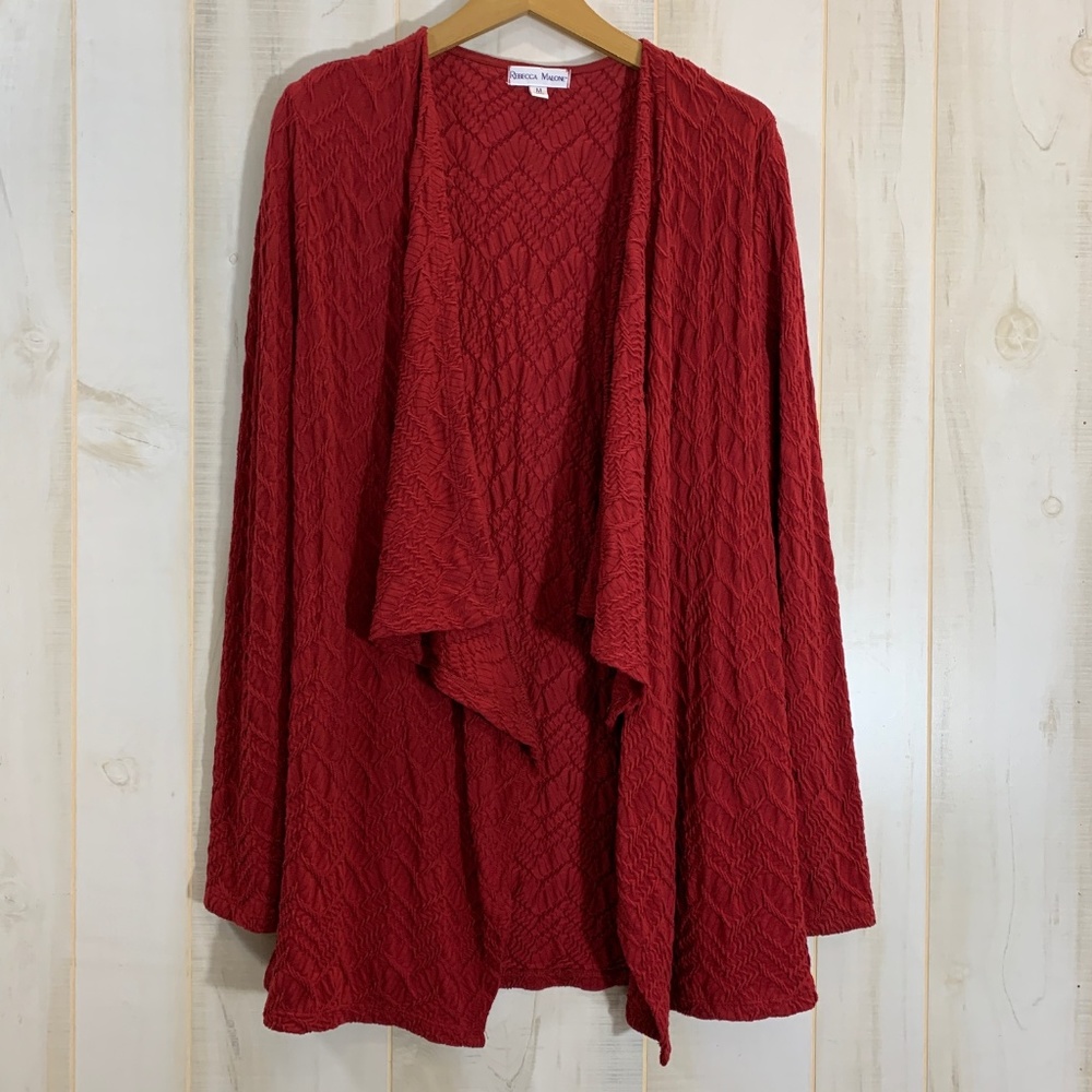 Rebecca Malone Red Draped Cable Knit Women's Cardigan